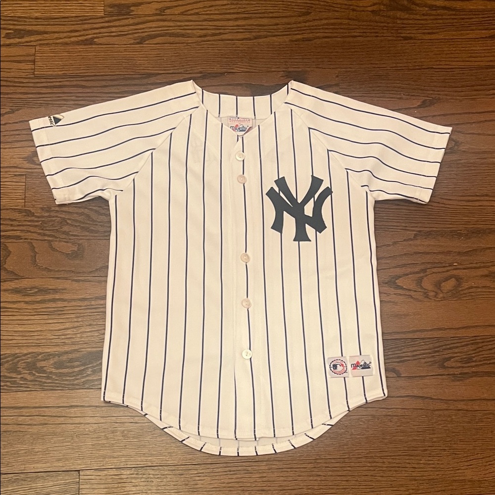 Kids Mitchell & Ness Kids White and Navy Pinstripe Jersey